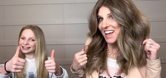 Jacynda with TYME curls, Ariya with straight hair and thumbs up 
