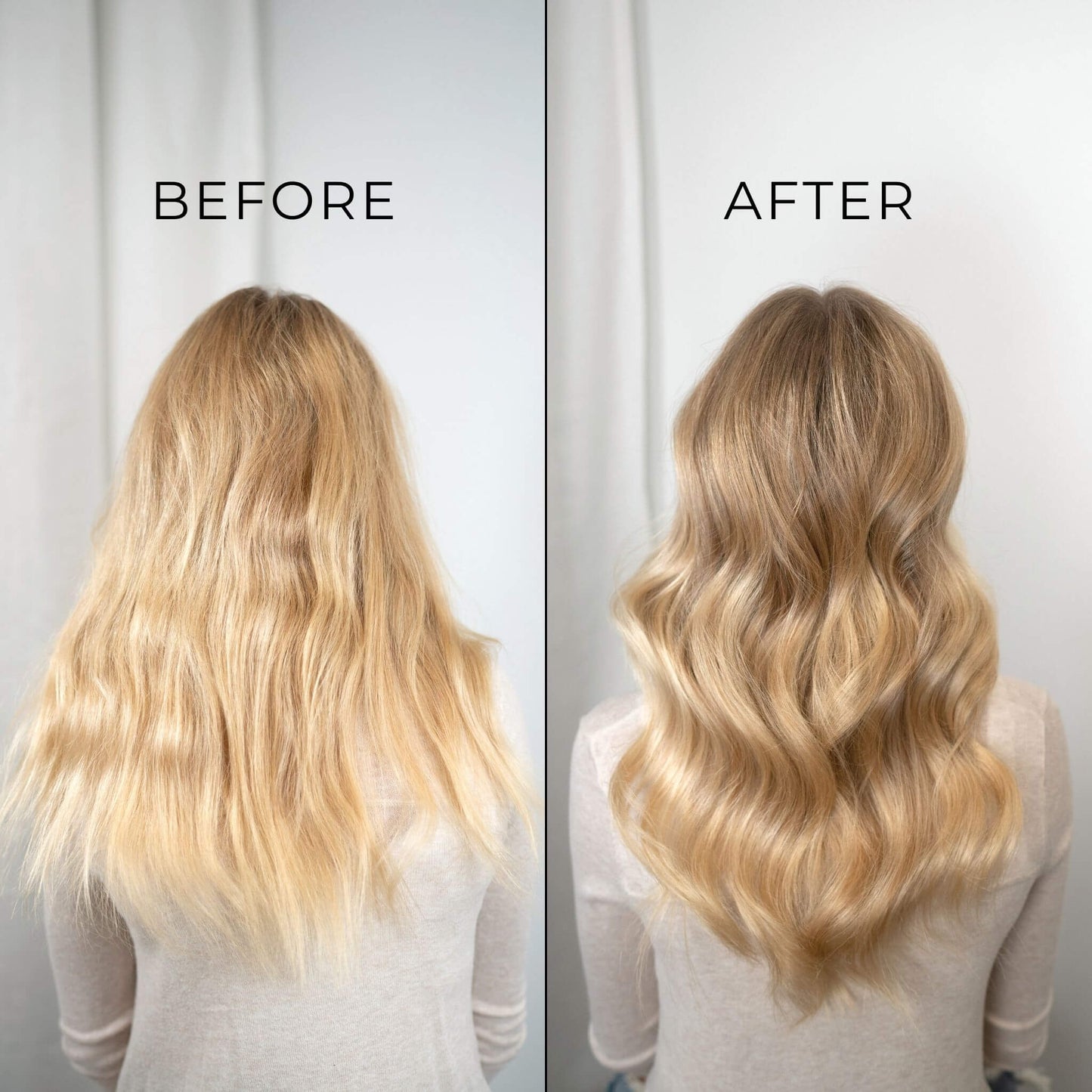 Before and after using TYME Iron Pro: Galaxy on woman with long blonde hair.