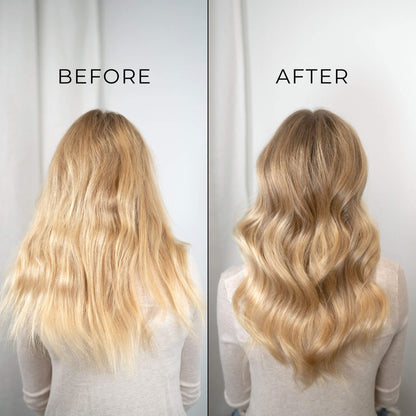 Before and after using TYME Iron Pro: Galaxy on woman with long blonde hair.