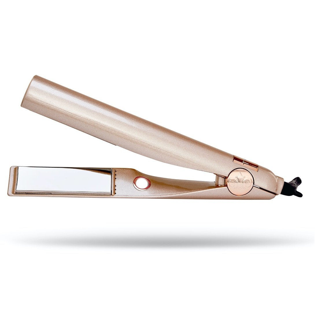 TYME Iron Pro all in one heat styling tool shown below badge stating authenticity is guaranteed and design is patented.