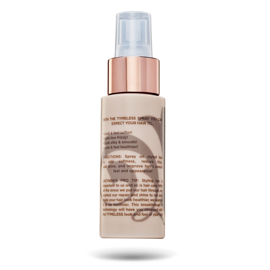 Back of TYME TYMELESS Repair and Shine 2 ounce bottle showing product details.