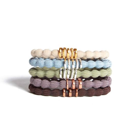serene uplift bands hair tie ponytail holders with rose gold silver and gold accents for tangle free pain free ponytails
