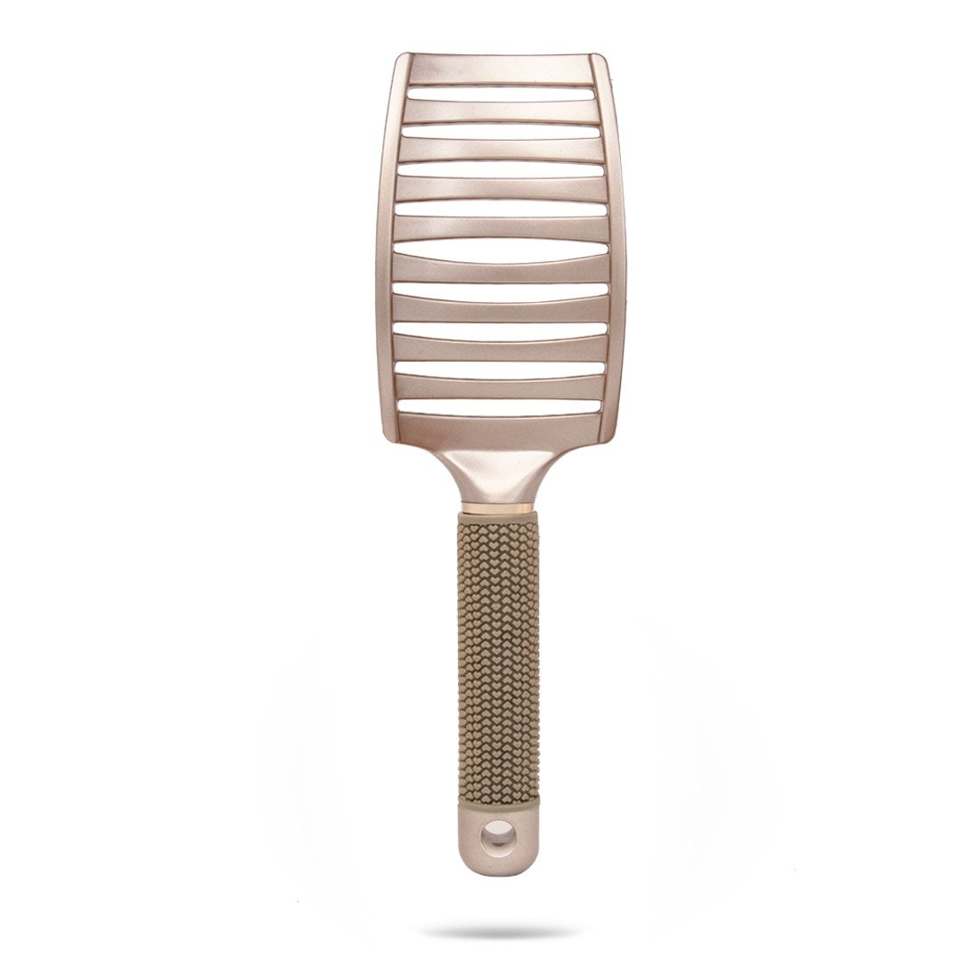 Back of TYME Vented Detangler Hair Brush showing ventilation spaces to improve dry time.